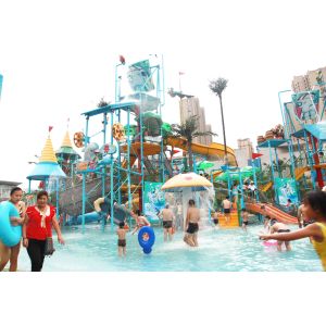 Commercial Medium Water House Aqua Playground Platform With Water Slide for