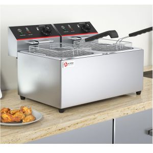 8L Double Tanks Countertop Deep Fryer For Electrical Potato Chip Frying