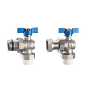 China 3611 3612 Angle Type Brass Ball Valve DN20 DN25 for Connections PP-R x Flex. Male Nipple, PP-R x Flex. Female Nut on sale