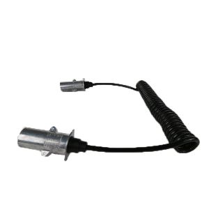 Black Color Trailer Cable 24v N Type 7 Pin Round Metal Coiled Trailer Wire