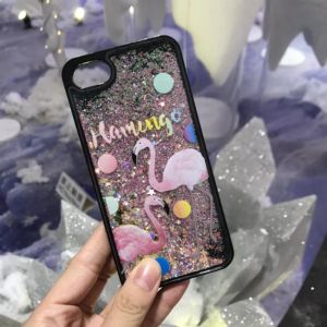 Hard PC Korea Style Flamingo Candy Cans Point Glitter Quicksand Black Cell Phone