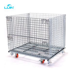 Collapsible / Folding Welded European Metal Steel Wire Mesh Pallet Cage