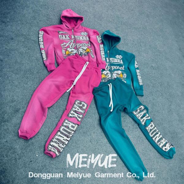 Screen Printed Dtg Print Baggy Sweatpants And Hoodie Set Mens Jogging Suits Windproof