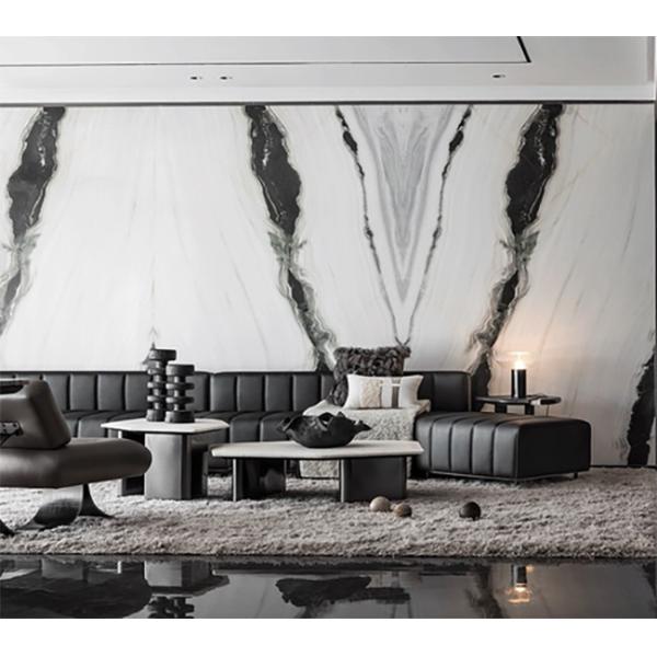 Black Veins White Marble Panda White Wall Flooring Stairs Natural Marble Stone Slab