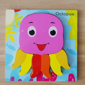 Wooden Cartoon Animal 3D Puzzle Children Early Education Cognitive