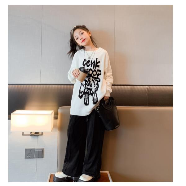 Girls Spring Autumn Fashion Childrens Clothes Thickened Letter Oversized Crewneck Sweater