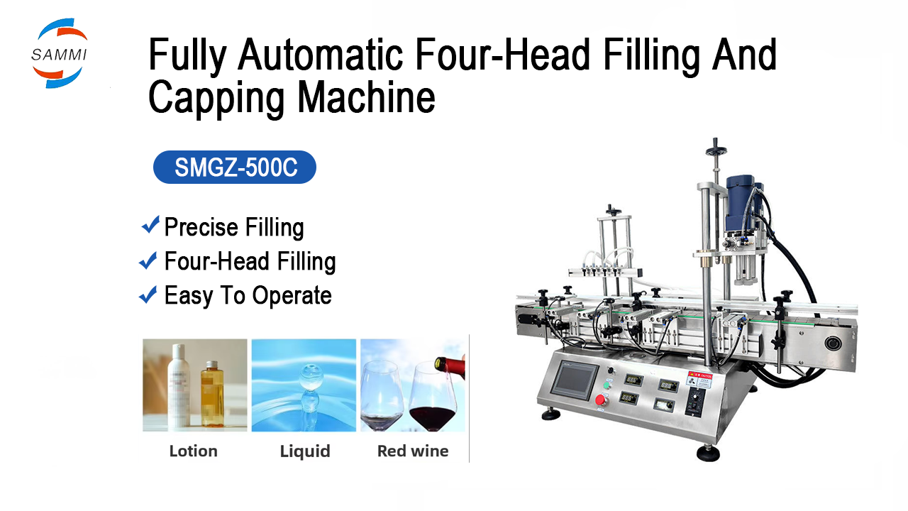High Speed Automatic Desktop 4 Head Magnetic Pump Liquid Filling Capping Machine