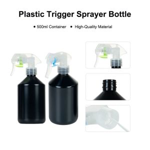 500ml Black Transparent plastic cylindrical smooth with white Transparent Spary