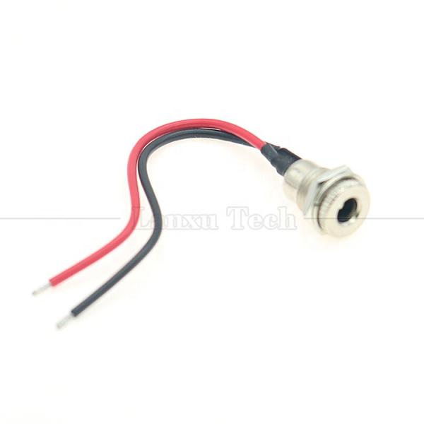 10cm 18AWG 5A Panel Mount DC 099 Female Socket 5.5x2.1mm 2.5mm Metal Threaded Connector to Open Tinned Wires End Cable