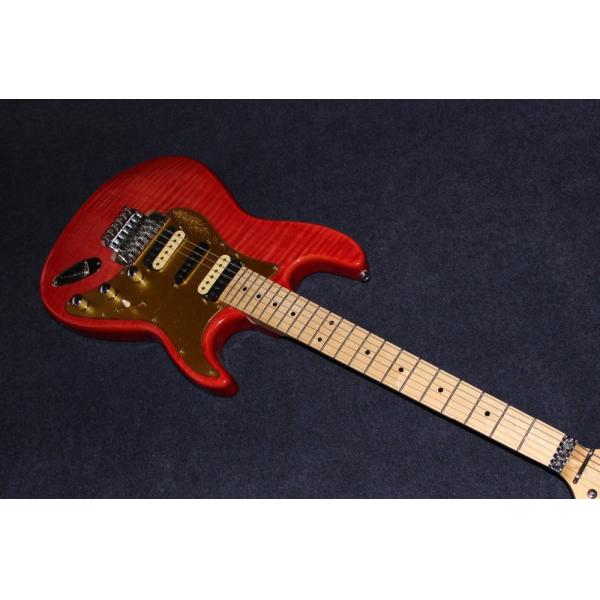 New Top quality , red Tiger Flame Electric Guitar Solid Basswood Body strato Maple Fingerboard caster Steel String