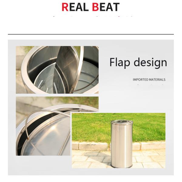 Spot Manufacturers Supply Stainless Steel Single Bucket Clamshell Type Large 30 Liters Hotel Lobby Available Garbage Can