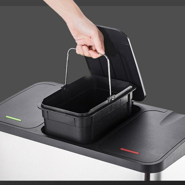 Foot Pedal 3 Compartment Garbage Can SS Triple Compartment Trash Can