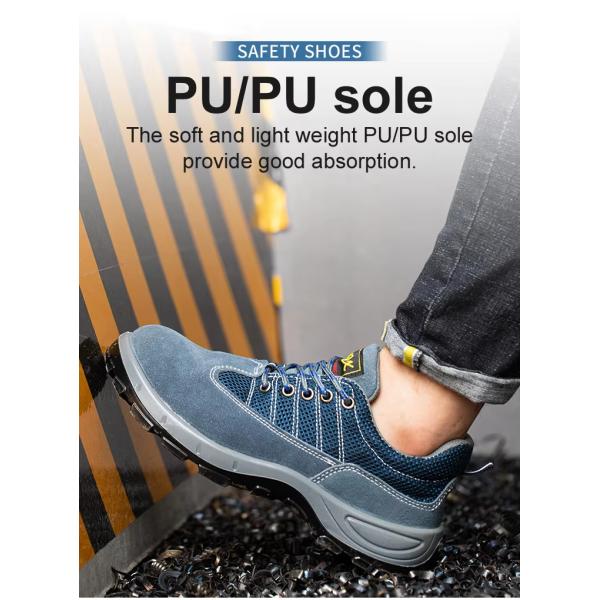 Comfort Genuine Leather Safety Shoes , Blue Sports Work Shoes For Men'S Working