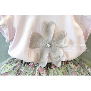 2016 Fashion Kid's Purple Summer Prince Style Top+Cute Lace Floral Shorts Skirt