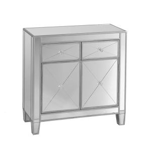 2 drawers silver mirrored nightstand 2 doors end table corner table for bed room