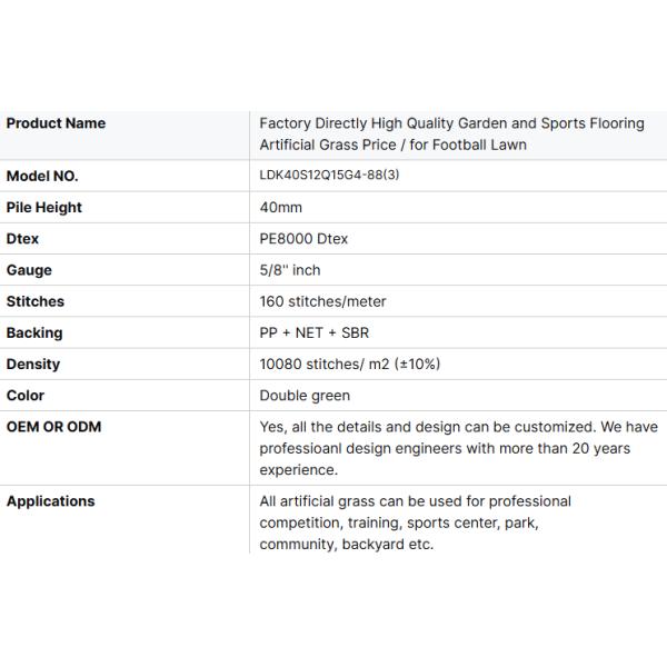 5/8'' Inch Gauge Garden Soccer Field Flooring Artificial Grass For Football Pitch 40mm Pile Height