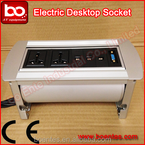 Electric Office Power Data Outlet Box/CE Approved H-DMI Motorized Pop Up Outlet