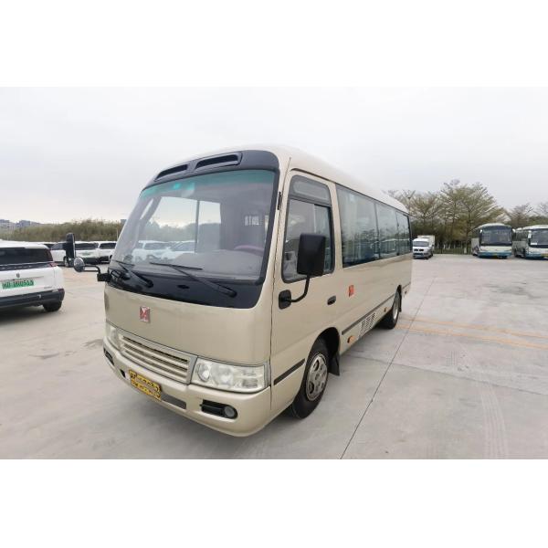 2nd Hand Mini Bus Champagne Color 19 Seats Front Engine Floding Door 6 Meters