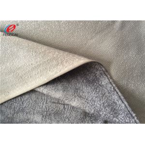 Upholstery 100% Polyester Brushed Fabric , Gray Printed Sofa Velvet Fabric