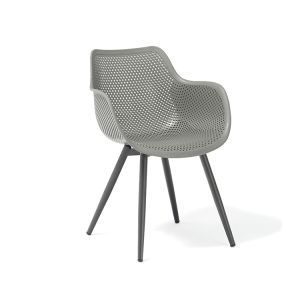 59cm Depth Grey Rattan Outdoor Dining Chairs