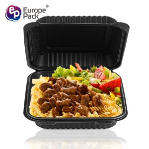 China Eco-friendly high quality biodegradable cornstarch black take away food plastic container on sale