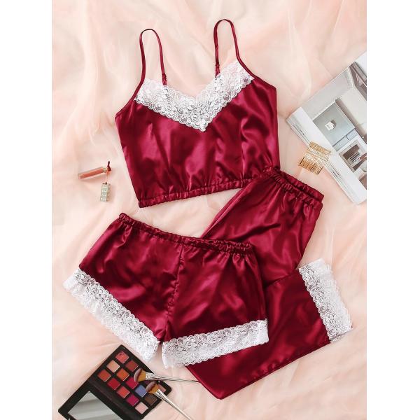 Lace Floral Sexy Bodysuit Lingerie Fashion Silk Satin Sleepwear For Womens