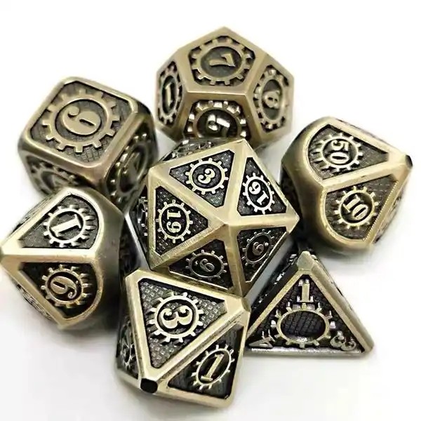 Buy Colorful Gear Solid Metal Dice Set Board Game Kuusu DND RPG at wholesale prices