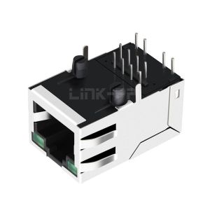 LPJ6014AWNL 10/100 Base-T Single Port RJ45 Jack with Transformer Tab Up Green