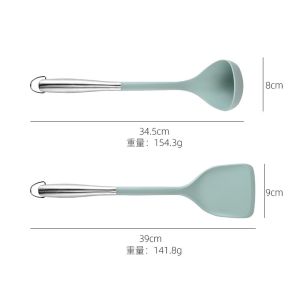 Silicone Stainless Steel Kitchen CookinUtensils Set 2-Pieces Flexible Silicone