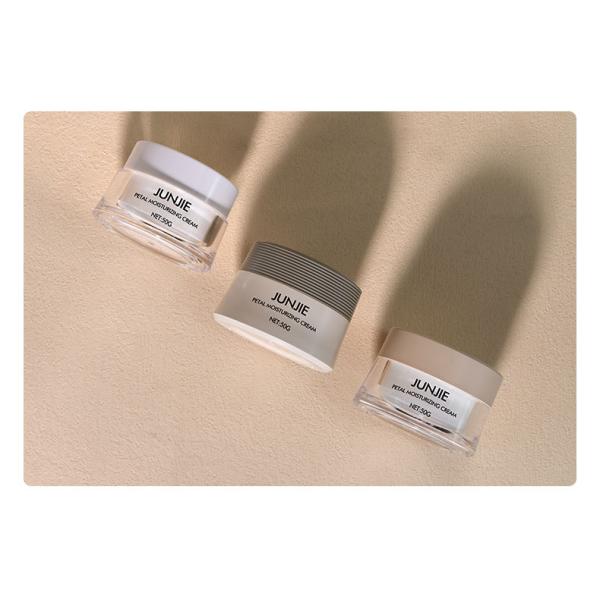 Acrylic Collar Material 50gm Plastic Wheat Colour Cosmetic Set Cream Jars for Cosmetic Jar Packaging Solution