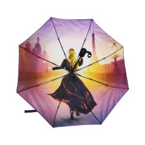 Automatic Windproof Travel Umbrella With Custom Logo Bright Digital Printing