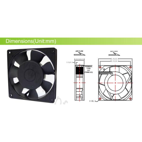 AC 9225 Explosion Proof Exhaust Fan / Metal High Speed Brushless Cooling Fans 92mm X 92mm X 25 mm