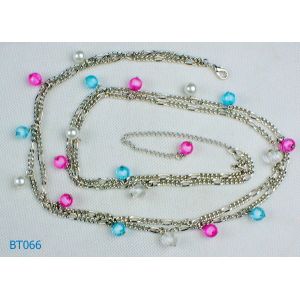 Ladies Plated Rhodium Fashion Rhinestone Corset Skinny Waist Belt 36 Inch OEM