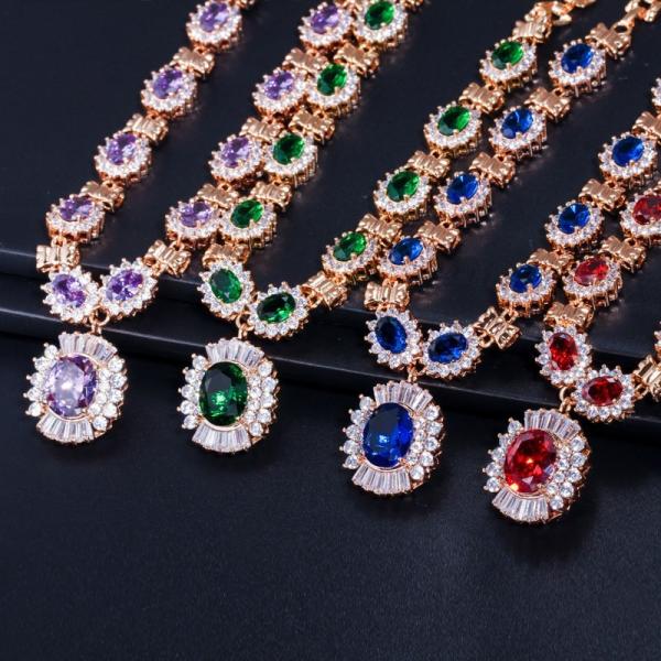 Buy CZ Pendant Necklace for Women Necklace Bracele Earring Ring Jewelry Wedding Jewelry Sets For Brides at wholesale prices