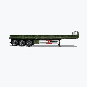 3 Axles 40ft Flatbed Semi Trailer Drop Side Rail Wall