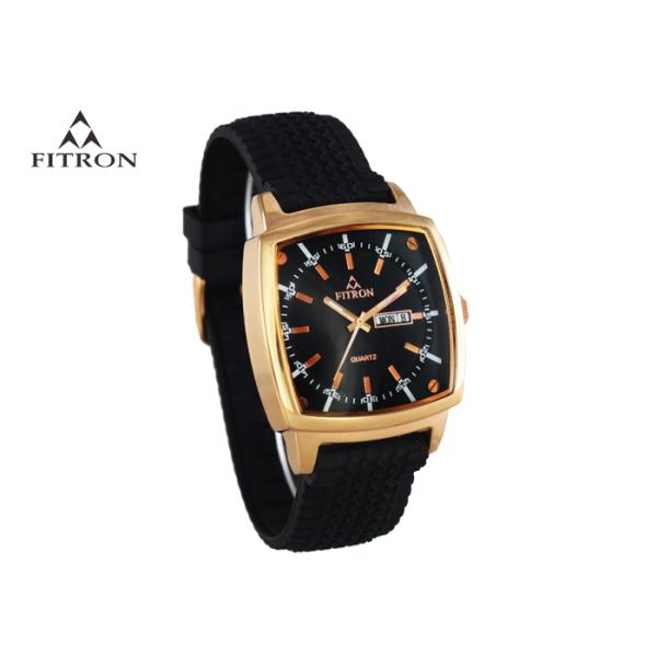 Balck And Gold Quartz Water Resistant Watch With Silicone Strap Popular Design