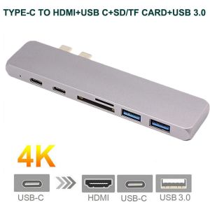 7in1 USB Dual Type-C Hub to Adapter 4K For MacBook Pro Thunderbolt 3 port USB-C
