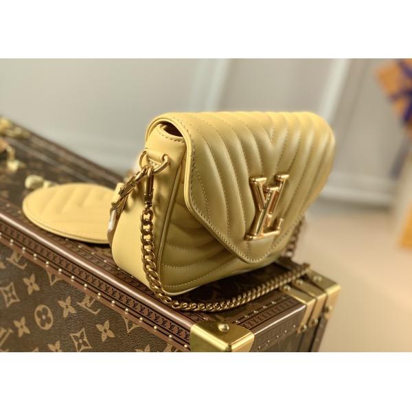 19cm Womens Yellow Leather Multi Pochette Crossbody Bag With Coin Purse