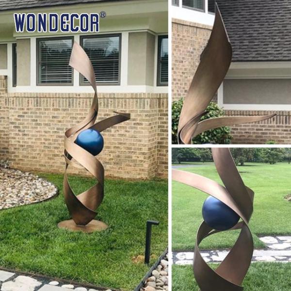 Twisted Stainless Steel Art Sculptures Spiral Gradient Strip Geometric