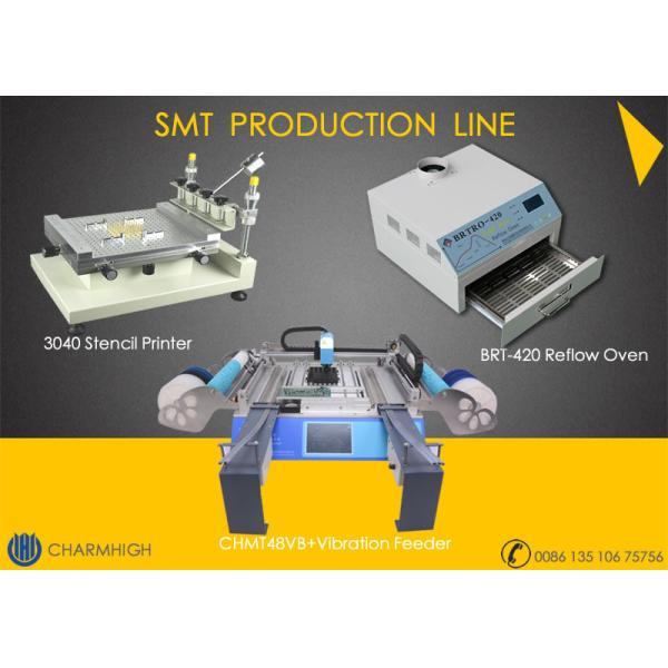China Stencil Printer 3040 / CHMT48VB+ Vibration Feeder , SMT PCB Assembly Line / Reflow Oven BRT-420 on sale China Stencil Printer 3040 / CHMT48VB+ Vibration Feeder , SMT PCB Assembly Line / Reflow Oven BRT-420 on sale