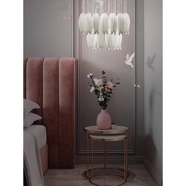 Ceramic Porcelain White Flower Decorative Chandelier Wedding Pendant Lamp For Hotel