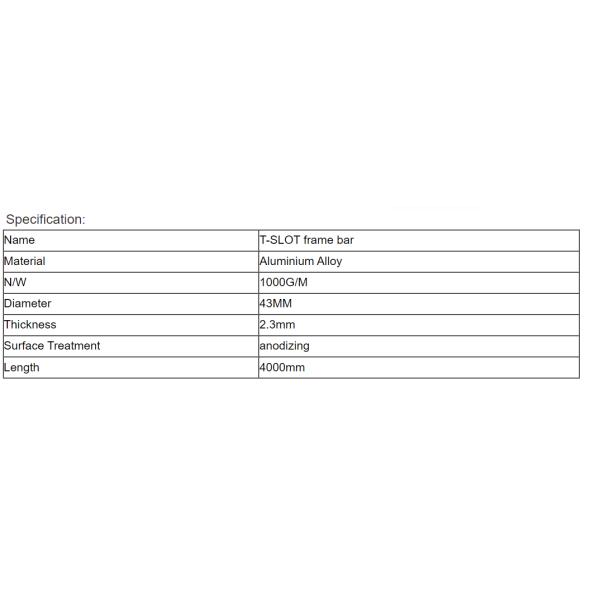 43mm Aluminium Pipe Anodized T - Slot Frame Tube For Pipe Rack System