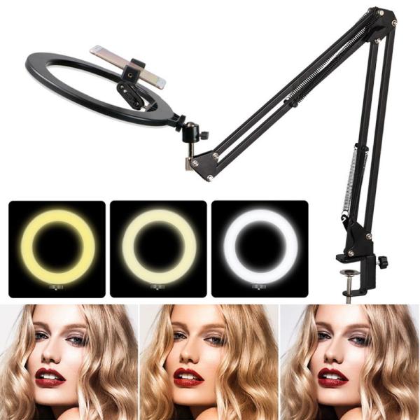 Lazy Phone Holder 12W 3200K 10 Inch Foldable Ring Light