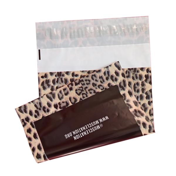 10x14in Matte Black Leopard Print poly mailer shipping bags plastic poly envelopes