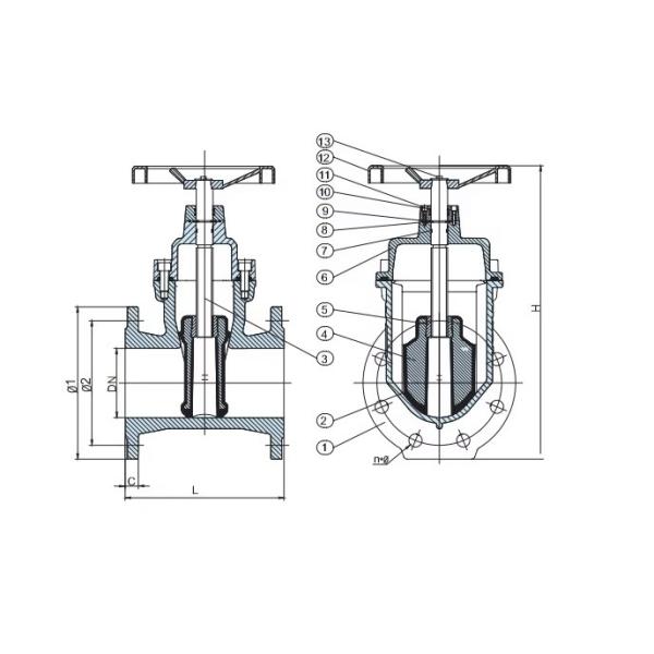 EN 1092-2 Ductile Iron Flange Elastic Wedge Gate Valve With Good Air Tightness