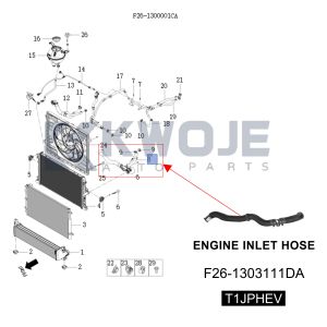 OEM F26-1303111DA Cooling System Radiator ENGINE INLET HOSE For Chery Jetour T2