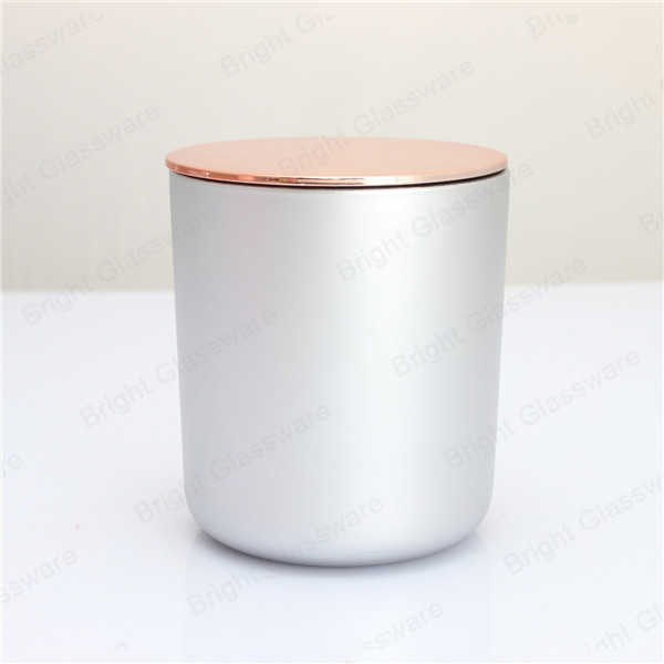 2016 Latest design matte silver candle container with rose gold lid