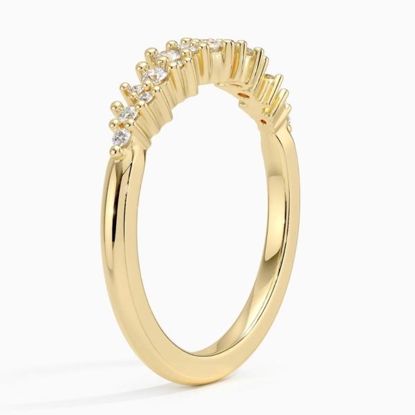 Stunning Pattern Of Offset Round Diamonds Unique Wedding Band With 9K Gold