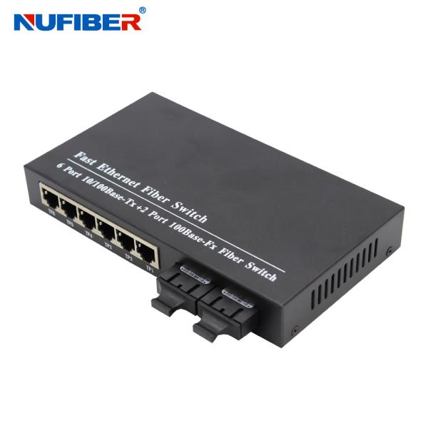 10/100M 6 port rj45+2 fiber port dual fiber SM 1310nm 20km optical fiber ethernet switch
