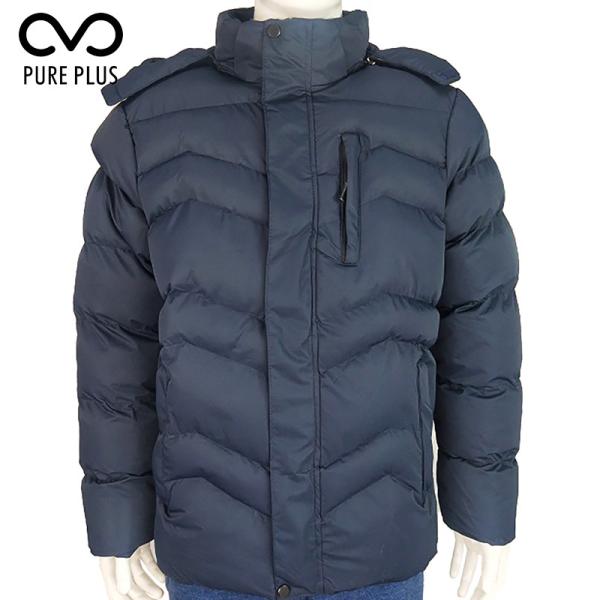 Buy Durable Windproof Mens Blue Padded Jacket With Detachable Hoody at wholesale prices